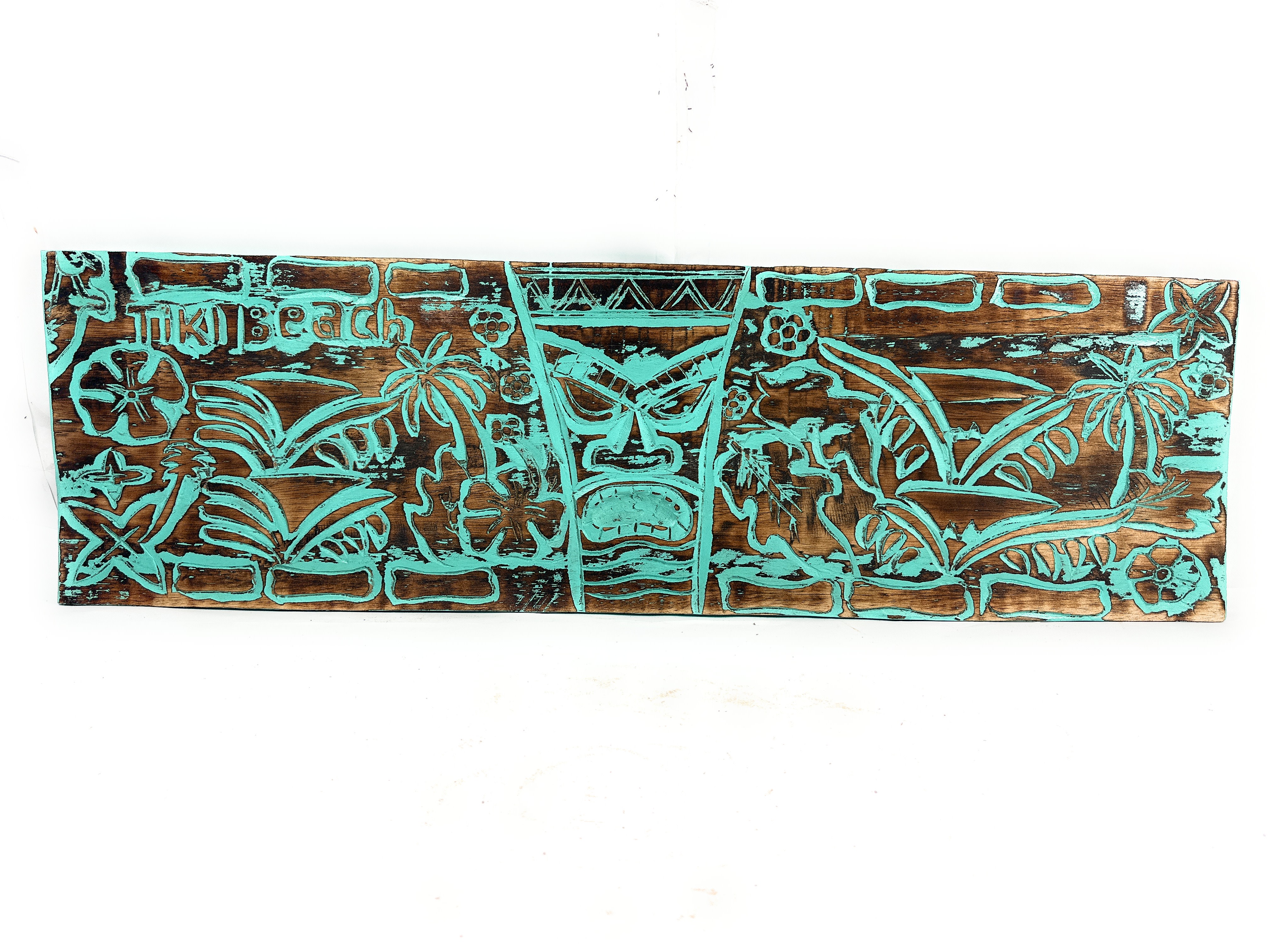 Big Kahuna Tiki Relief, Tiki Beach Wood Panel 40 inch X 12 inch - Polynesian Wall Art | #dpt5031100tl Big Kahuna Tiki Relief, Tiki Beach Wood Panel 40 inch X 12 inch - Polynesian Wall Art | #dpt5031100tl